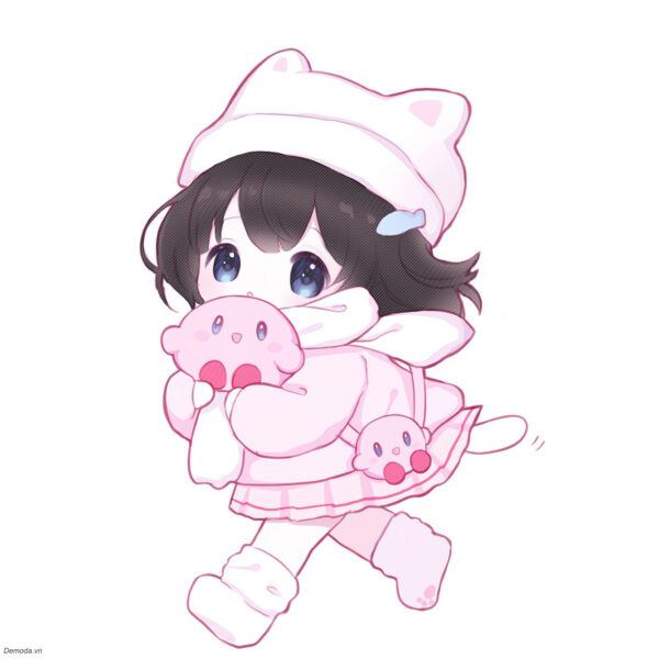Hình ảnh anime chibi cute dễ thương màu hồng