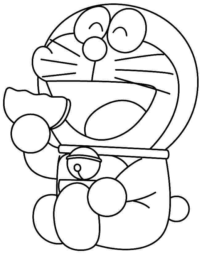 Hình vẽ Doraemon đang ăn bánh