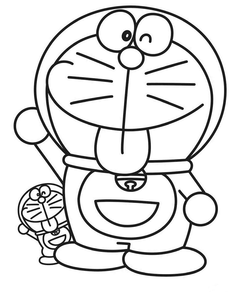 Hình vẽ Doraemon đang lè lưỡi nháy mắt