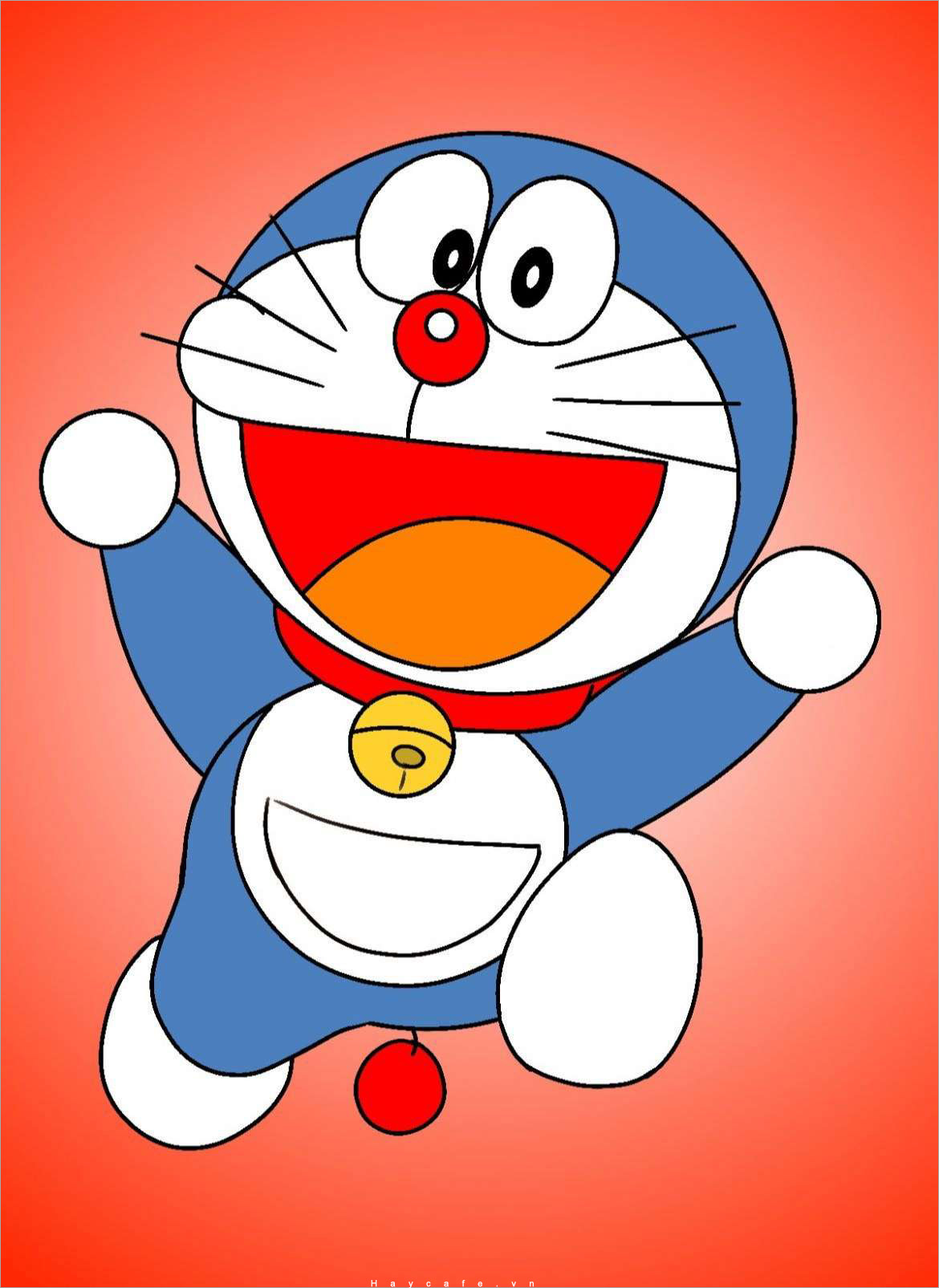 Hình vẽ Doraemon đang nhảy lên cao