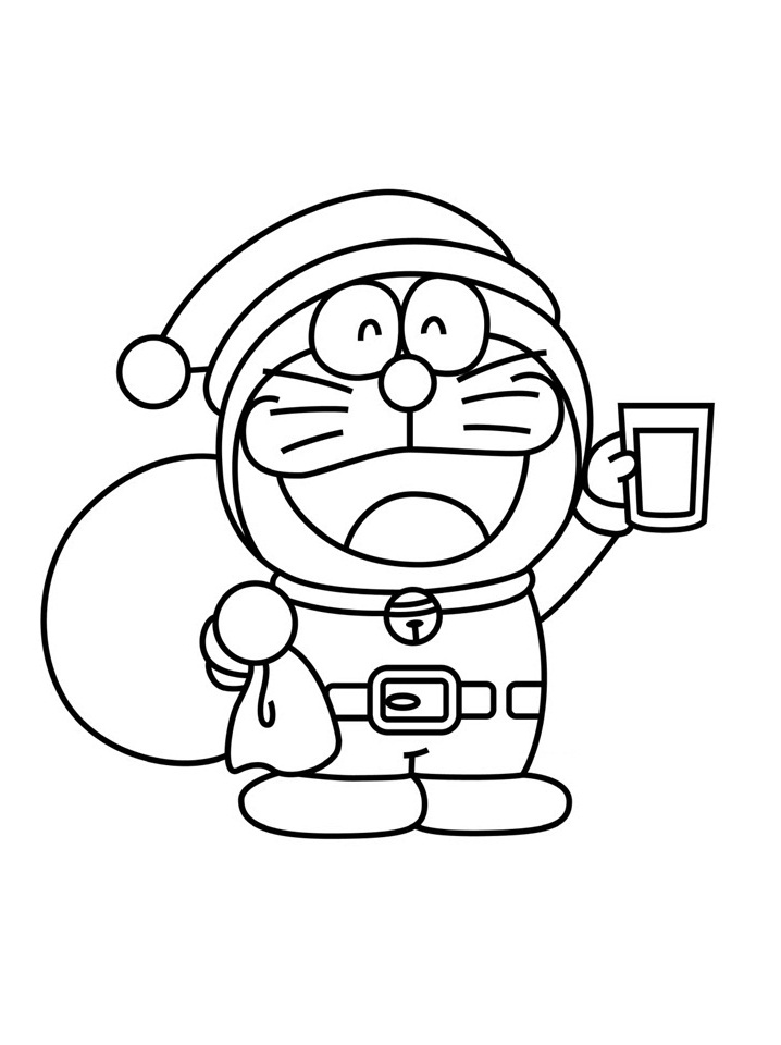 Hình vẽ Doraemon đóng vai ông già Noel