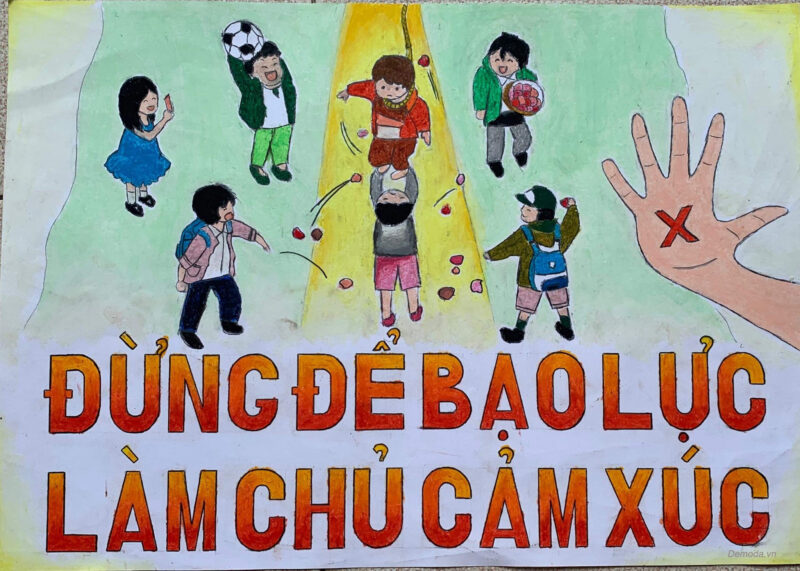 Tranh vẽ bạo lực học đường môi trường học lành mạnh