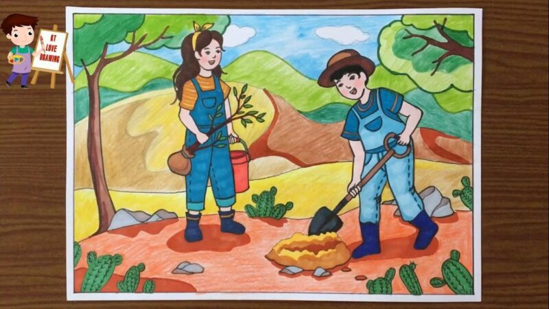 Vẽ tranh vì môi trường tương lai trồng thật nhiều cây xanh