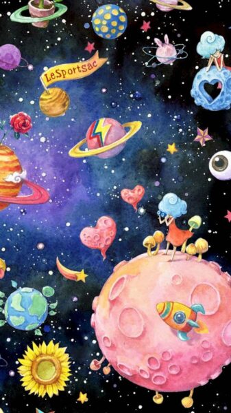 ảnh nền iphone cute vũ trụ 3d