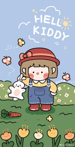 hình nền iphone cute cô bé nông dân