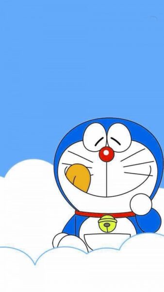hình nền iphone cute doremon trên mây