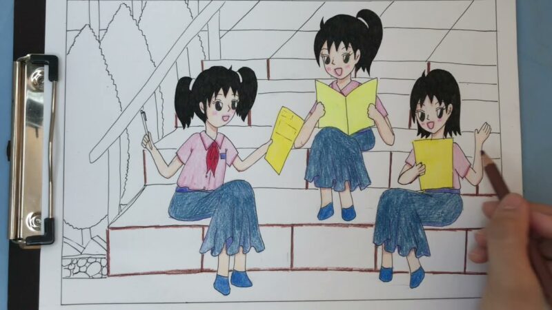 Vẽ tranh đề tài lao động, học tập đơn giản