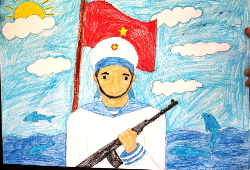 Vẽ tranh đề tài lao động người lính làm nhiệm vụ bảo vệ đất nước