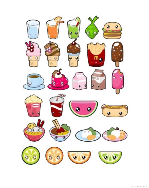 Hình vẽ Sticker cute đồ ăn