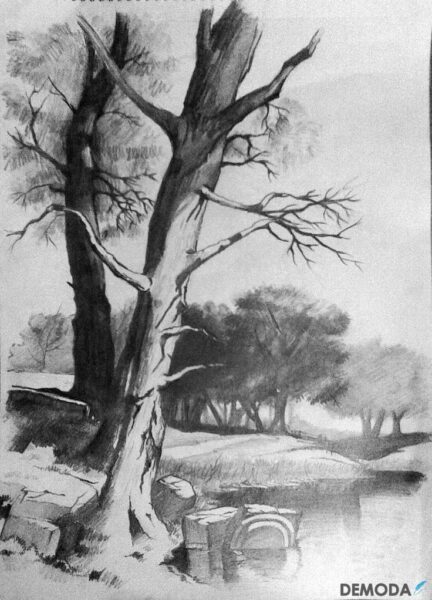 tranh chì phong cảnh buồn