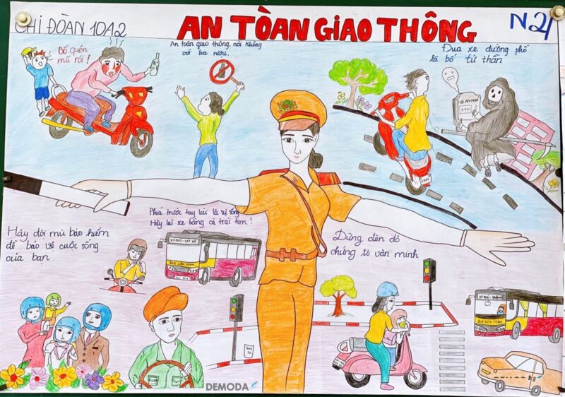 vẽ tranh an toàn giao thông đoạt giải nhất