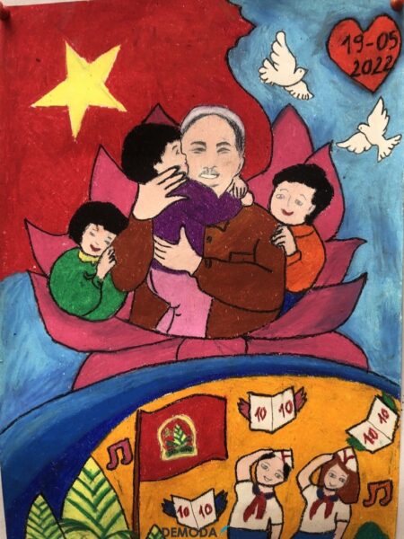 Vẽ tranh Bác Hồ và thiếu nhi đẹp nhất trên giấy a4