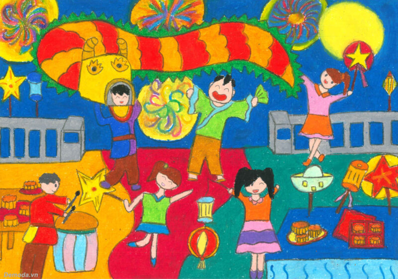 Vẽ tranh chủ đề lễ hội đơn giản