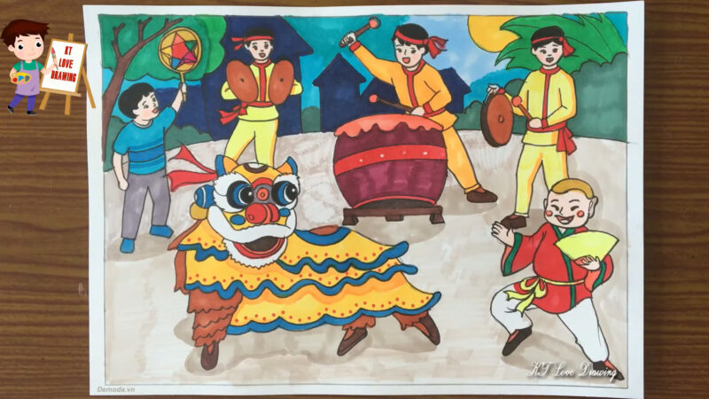 Vẽ tranh chủ đề lễ hội Trung Thu