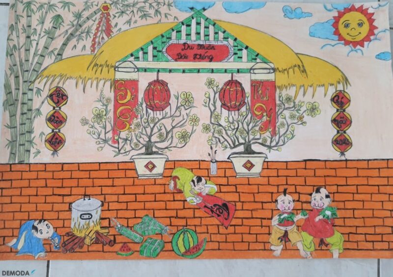 Vẽ tranh ngày tết đẹp nhất trên giấy a3