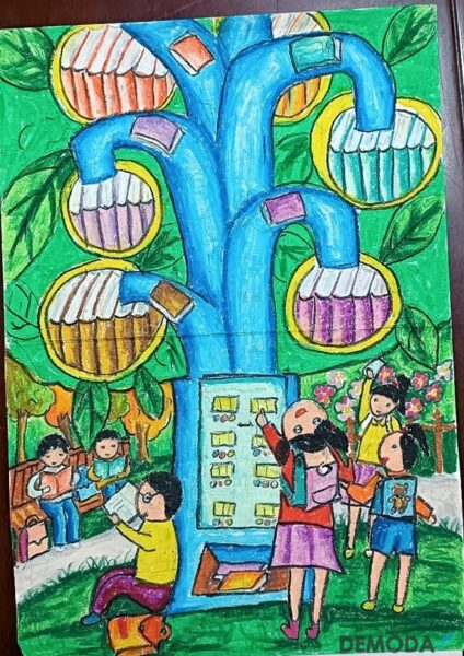 vẽ tranh trường em sáng tạo nhất