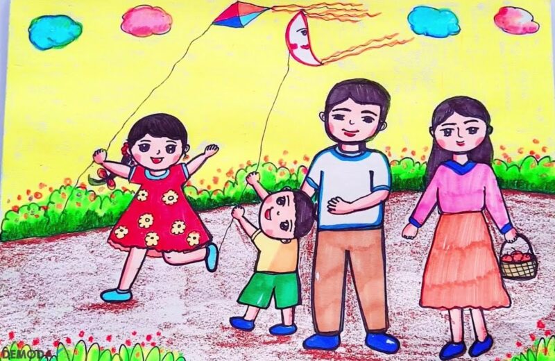 vẽ tranh gia đình đơn giản đẹp nhất lớp 7