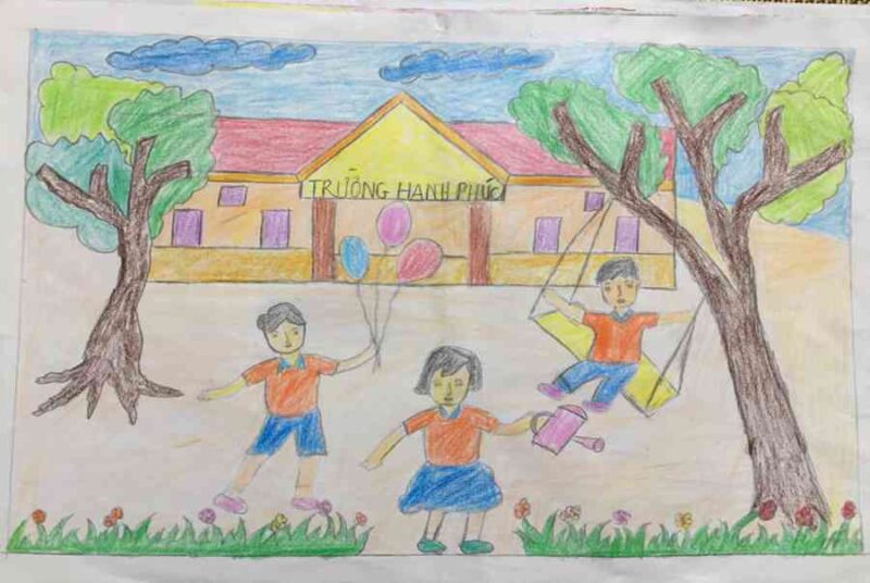 vẽ tranh đề tài ngôi trường mơ ước của em đẹp nhất