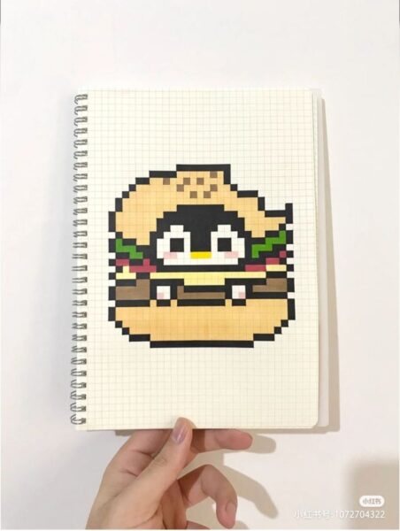 Vẽ tranh theo ô vuông cute hột me