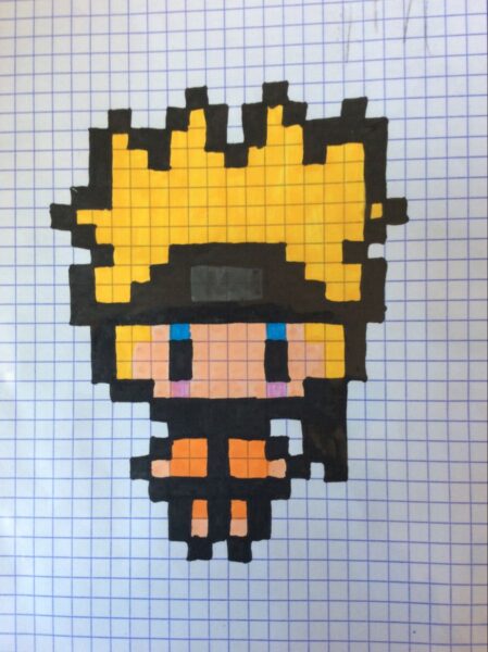 Vẽ tranh theo ô vuông cute Naruto chibi