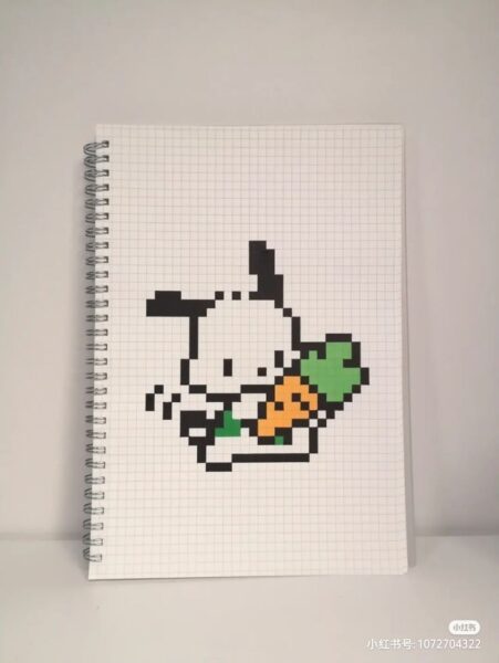 Vẽ tranh theo ô vuông cute Thỏ và cà rốt