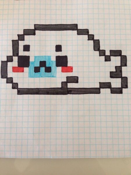 Vẽ tranh theo ô vuông cute tô màu đơn giản nhất