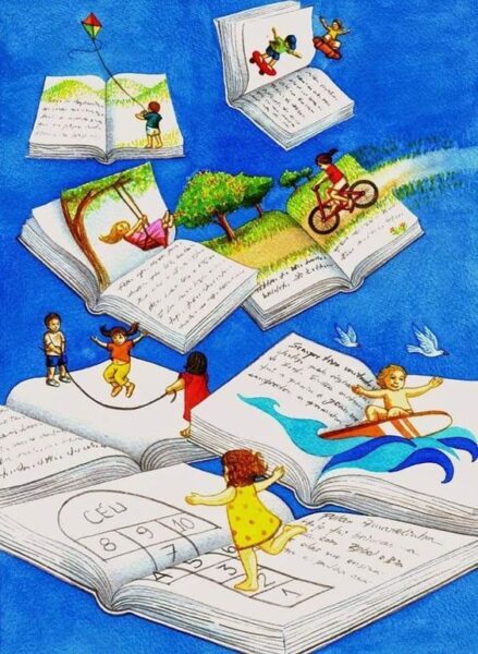 Vẽ tranh lan tỏa tình yêu đọc sách dễ thương