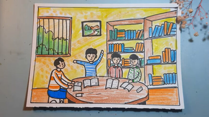 Vẽ tranh lan tỏa tình yêu đọc sách nâng cao kiến thức