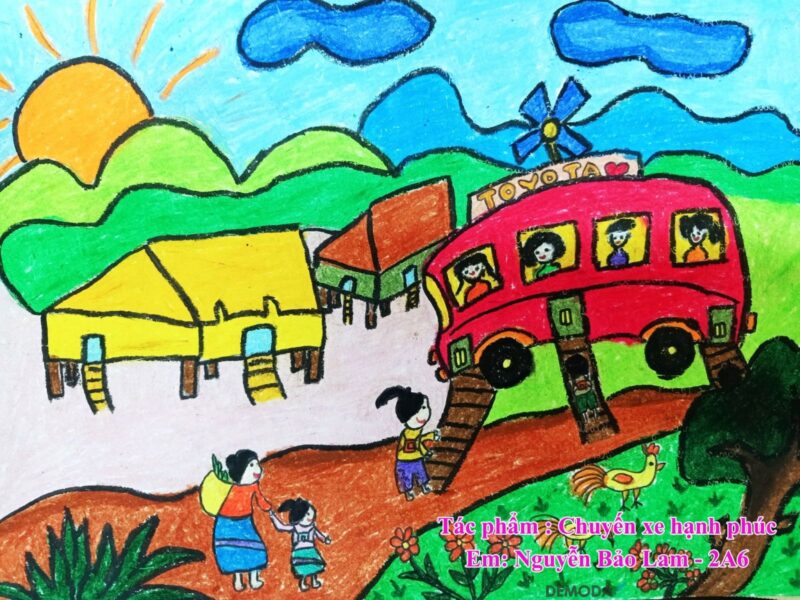 Vẽ tranh ô tô mơ ước đơn giản đẹp