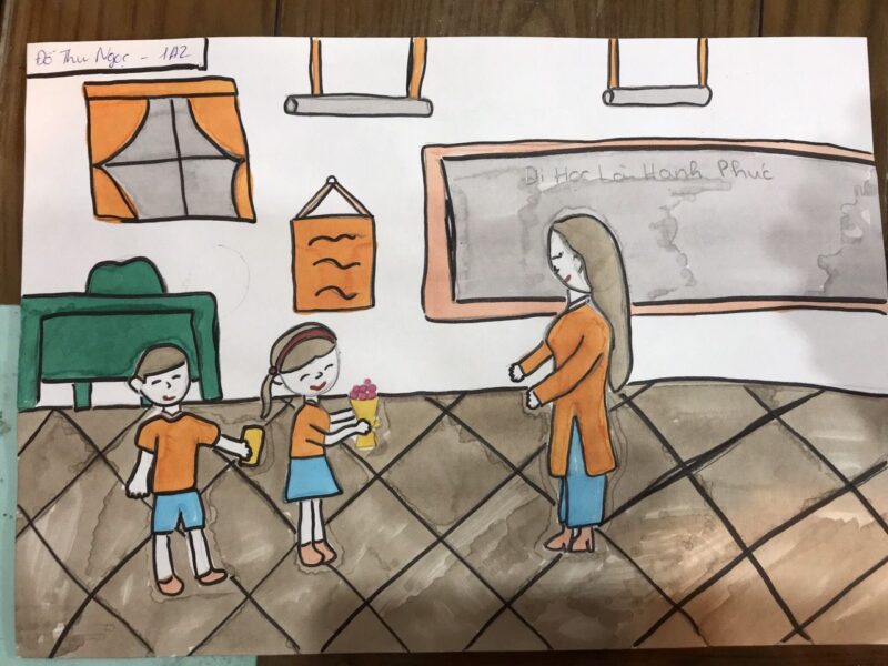 tranh vẽ chủ đề tôn sư trọng đạo đơn giản, ấn tượng