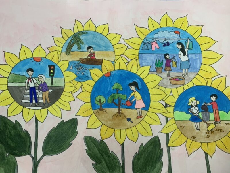 tranh vẽ kế hoạch nhỏ đẹp ý nghĩa trên từng bông hoa