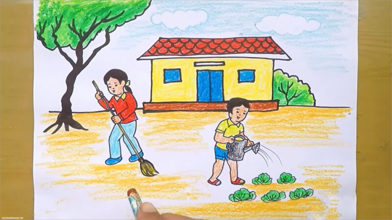 vẽ tranh kế hoạch nhỏ phụ giúp việc nhà cho cha mẹ