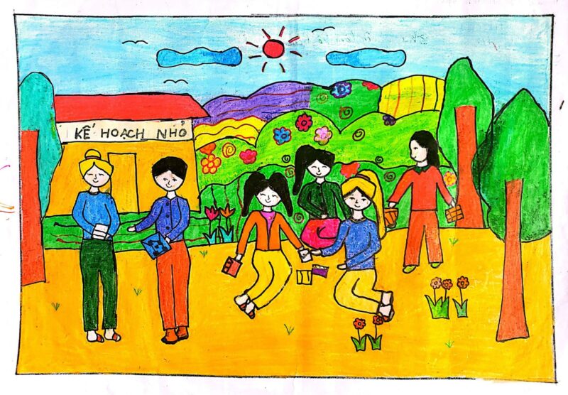 vẽ tranh kế hoạch nhỏ tặng quà cho các bạn khó khăn