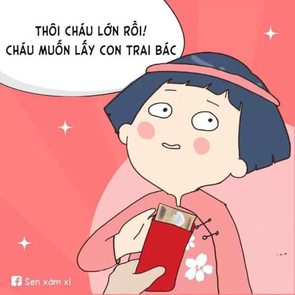 Hình ảnh dễ thương, đơn giản, hài hước về việc từ chối nhận lì xì