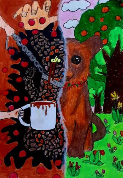 vẽ tranh bảo vệ động vật hoang dã lên án hành vi nuôi chồn lấy cà phê