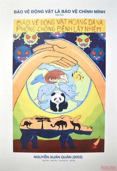 vẽ tranh bảo vệ động vật hoang dã vẽ đôi bàn tay che chở cho trái đất