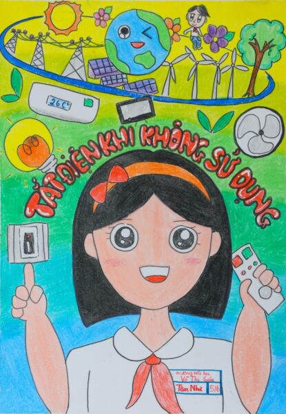 vẽ tranh đề tài tiết kiệm điện kêu gọi tắt điện khi không sử dụng