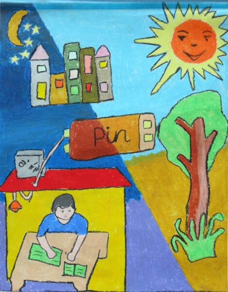 vẽ tranh đề tài tiết kiệm điện sử dụng năng lượng mặt trời thay cho điện