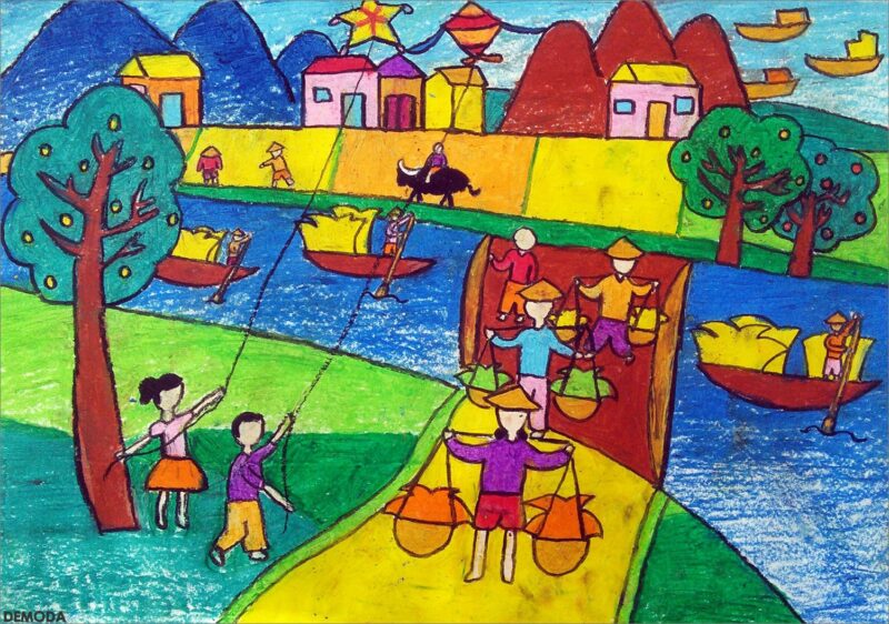 vẽ tranh hành trình mùa xuân lên rừng xuống biển