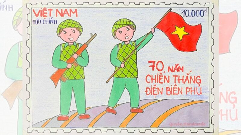 tranh vẽ Chiến thắng Điện Biên Phủ trên tem thư