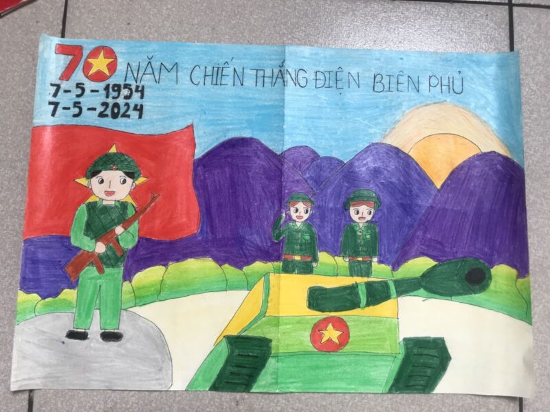 Vẽ tranh Chiến thắng Điện Biên Phủ đẹp kỷ niệm 70 năm chiến thắng